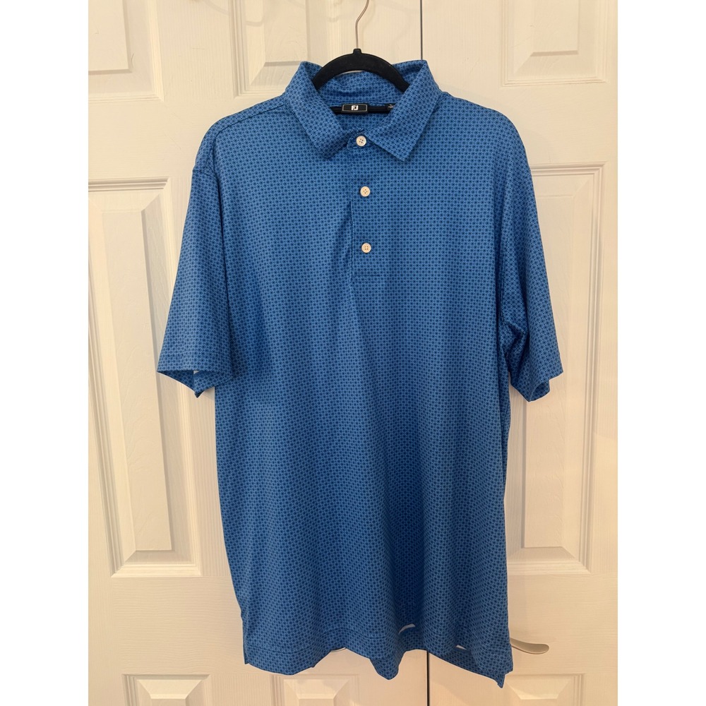 FootJoy Mens Presidents Cup 2024 Sienna Golf Polo Shirt Blue Geometric Large